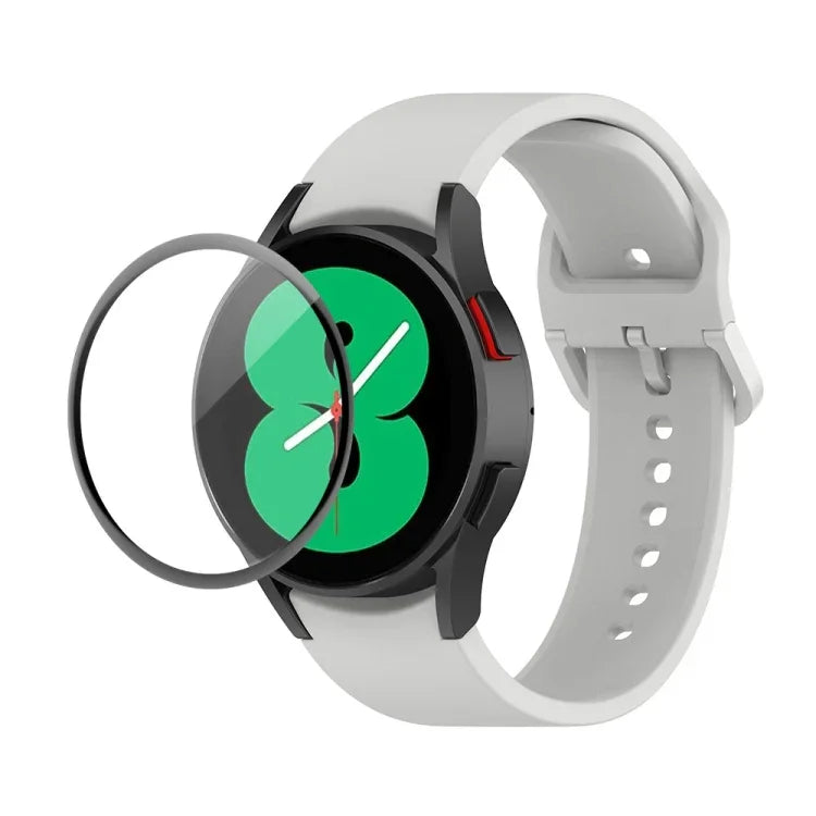 JUNSUNMAY Silicone Adjustable Strap + Full Coverage PMMA Screen Protector Kit, For Samsung Galaxy Watch5 40mm, For Samsung Galaxy Watch4 44mm, For Samsung Galaxy Watch4 40mm