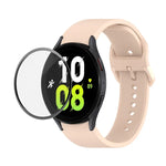 JUNSUNMAY Silicone Adjustable Strap + Full Coverage PMMA Screen Protector Kit, For Samsung Galaxy Watch5 40mm, For Samsung Galaxy Watch4 44mm, For Samsung Galaxy Watch4 40mm