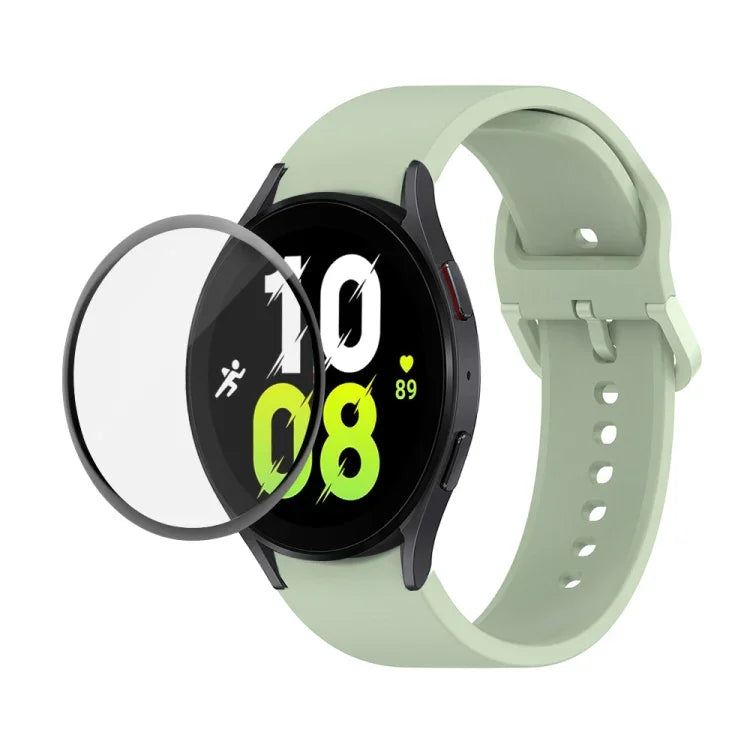 JUNSUNMAY Silicone Adjustable Strap + Full Coverage PMMA Screen Protector Kit, For Samsung Galaxy Watch5 40mm, For Samsung Galaxy Watch4 44mm, For Samsung Galaxy Watch4 40mm