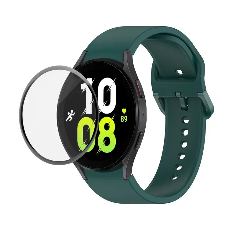 JUNSUNMAY Silicone Adjustable Strap + Full Coverage PMMA Screen Protector Kit, For Samsung Galaxy Watch5 40mm, For Samsung Galaxy Watch4 44mm, For Samsung Galaxy Watch4 40mm