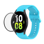 JUNSUNMAY Silicone Adjustable Strap + Full Coverage PMMA Screen Protector Kit, For Samsung Galaxy Watch5 40mm, For Samsung Galaxy Watch4 44mm, For Samsung Galaxy Watch4 40mm