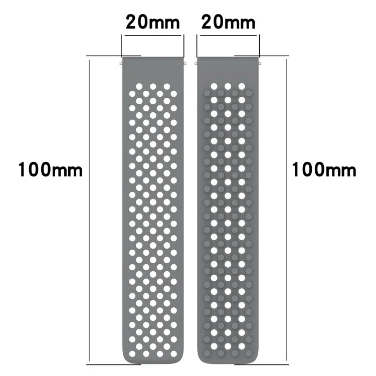 20mm 구멍 통기성 3D 도트 실리콘 시계 밴드, 삼성 갤럭시 워치 4 클래식 42mm용, 삼성 갤럭시 워치 액티브 2 44mm용, 삼성 갤럭시 워치 액티브 2 40mm용
