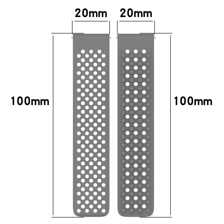20mm 구멍 통기성 3D 도트 실리콘 시계 밴드, 삼성 갤럭시 워치 6 클래식 43mm용, 삼성 갤럭시 워치 5 프로 골프 에디션용, 삼성 갤럭시 워치 5 골프 에디션용
