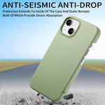 Litchi Oil Edge Leather Back Phone Case, For iPhone 15