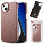 Litchi Oil Edge Leather Back Phone Case, For iPhone 15