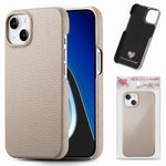 Litchi Oil Edge Leather Back Phone Case, For iPhone 15