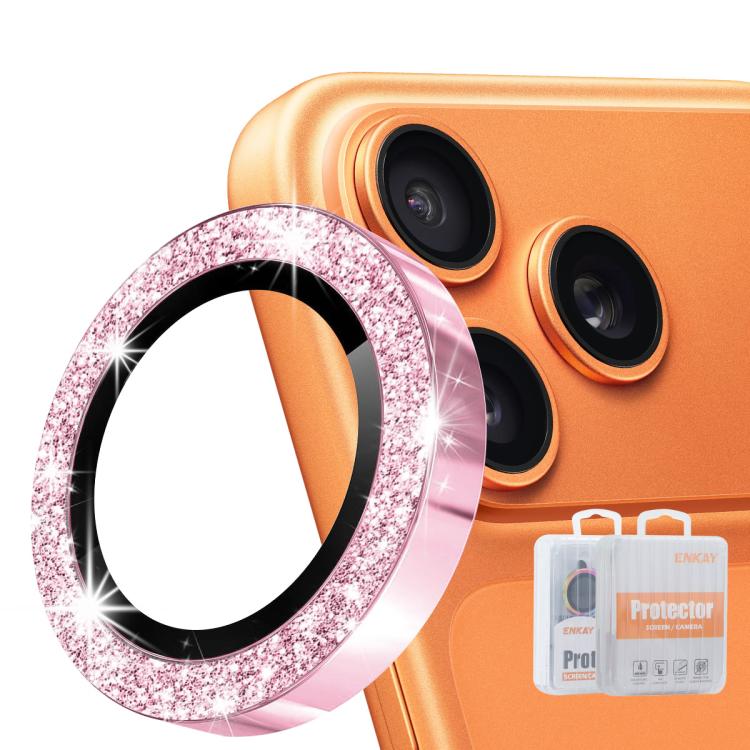 ENKAY Hat-Prince Glitter Rear Lens Aluminium Alloy Tempered Glass Film, For iPhone 17 Pro / 17 Pro Max, For iPhone 17, For iPhone Air, For iPhone 15 Pro / 15 Pro Max, For iPhone 15 / 15 Plus