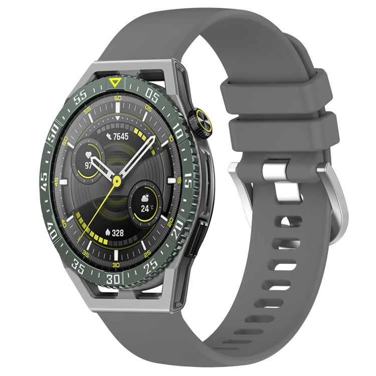 Liquid Glossy Silver Buckle Silicone Watch Band, For Huawei Watch GT3 SE 22mm, For Huawei Watch GT3 Pro 46mm 22mm, For Huawei Watch GT3 Pro 43mm 20mm, For Huawei Watch GT3 46mm 22mm