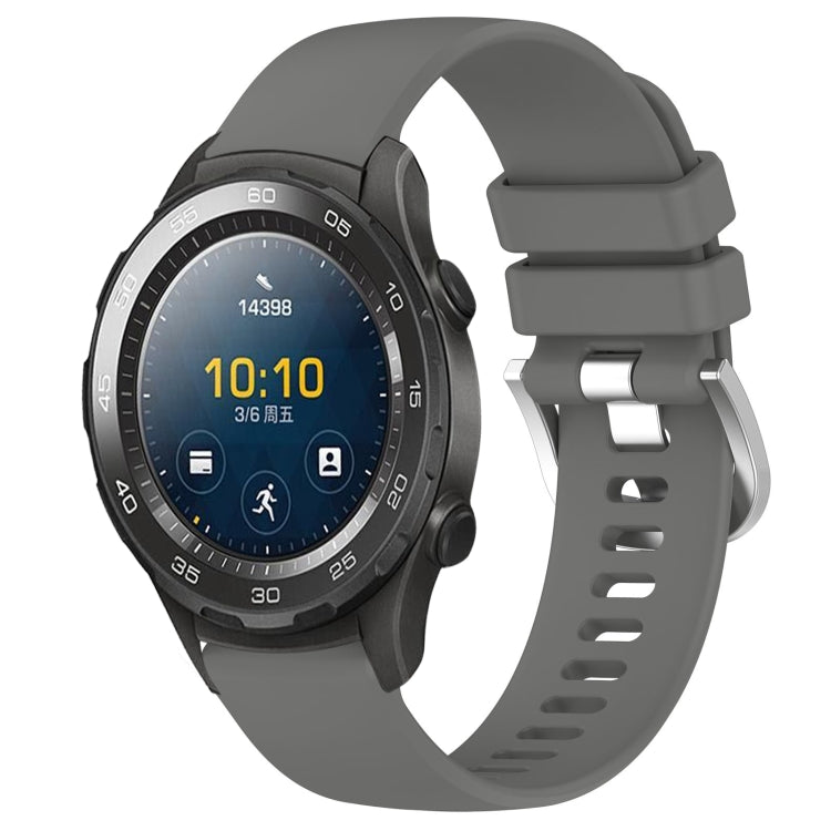 Liquid Glossy Silver Buckle Silicone Watch Band, For Huawei Watch GT2 42mm 20mm, For Huawei Watch 2 20mm