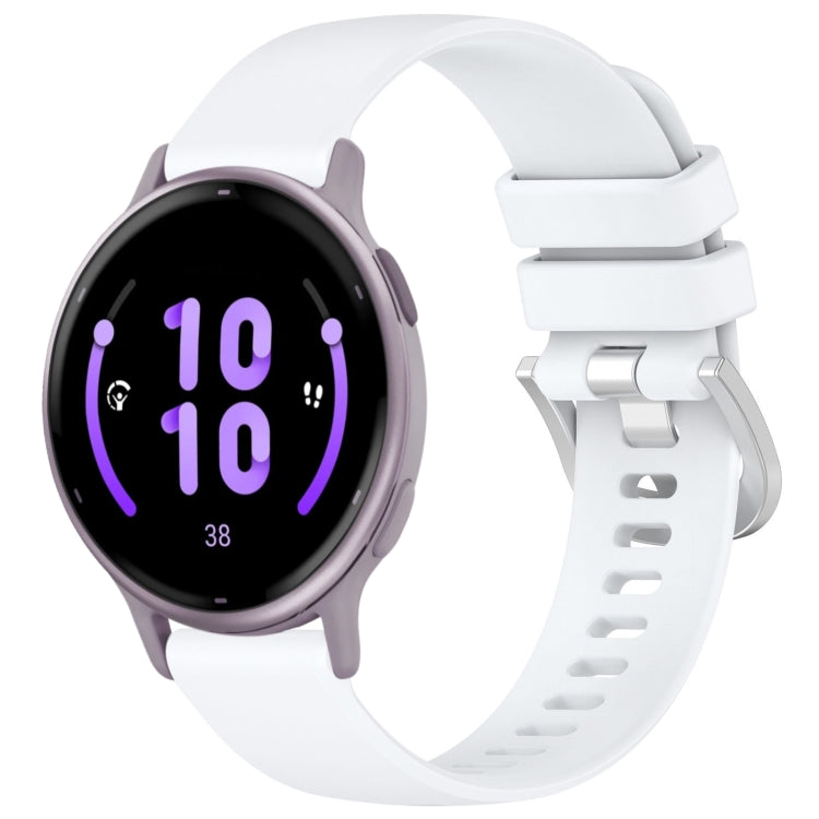 Liquid Glossy Silver Buckle Silicone Watch Band, For Garmin Active5, For Garmin VivoMove Trend, For Garmin Venu SQ2, For Garmin Venu / Venu SQ