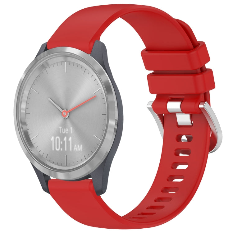 Liquid Glossy Silver Buckle Silicone Watch Band, For Garmin Vivoactive 4S, For Garmin Vivomove 3S