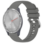 Liquid Glossy Silver Buckle Silicone Watch Band, For Garmin Vivoactive 4S, For Garmin Vivomove 3S