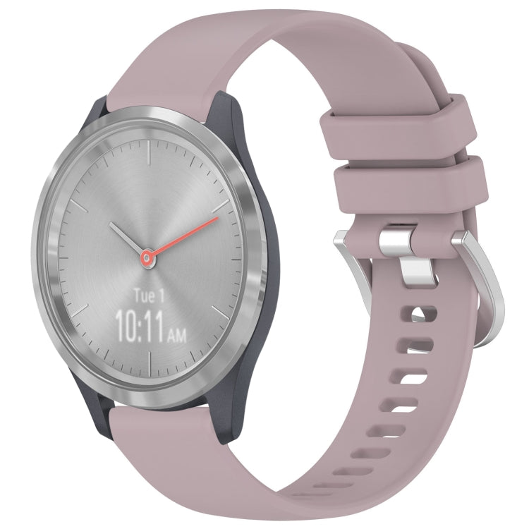 Liquid Glossy Silver Buckle Silicone Watch Band, For Garmin Vivoactive 4S, For Garmin Vivomove 3S