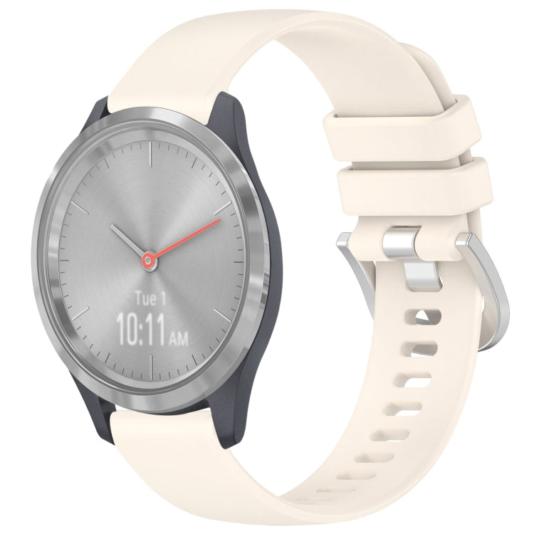 Liquid Glossy Silver Buckle Silicone Watch Band, For Garmin Vivoactive 4S, For Garmin Vivomove 3S