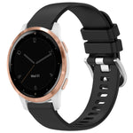 Liquid Glossy Silver Buckle Silicone Watch Band, For Garmin Vivoactive 4S, For Garmin Vivomove 3S