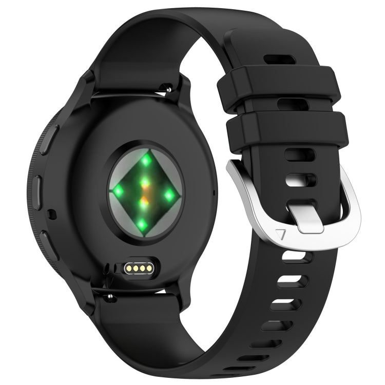Liquid Glossy Silver Buckle Silicone Watch Band, For Garmin Vivoactive 4S, For Garmin Vivomove 3S