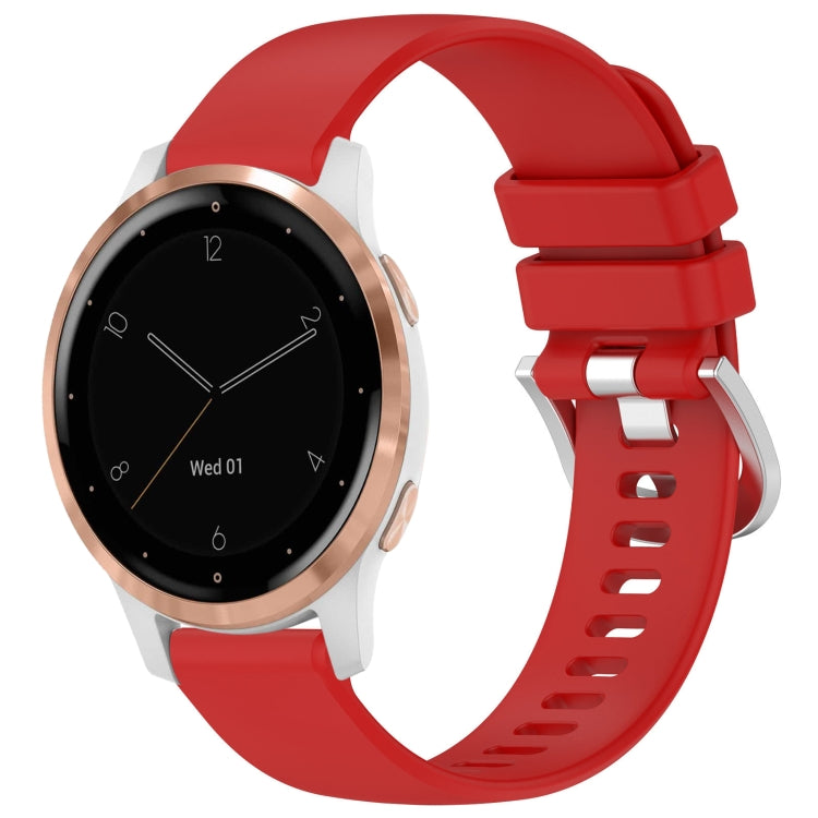 Liquid Glossy Silver Buckle Silicone Watch Band, For Garmin Vivoactive 4S, For Garmin Vivomove 3S