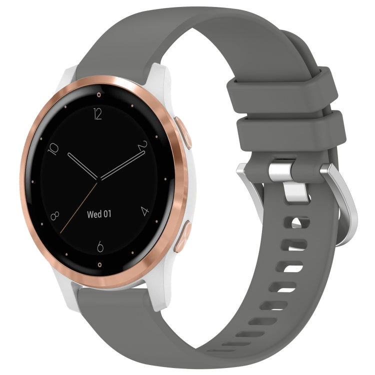 Liquid Glossy Silver Buckle Silicone Watch Band, For Garmin Vivoactive 4S, For Garmin Vivomove 3S