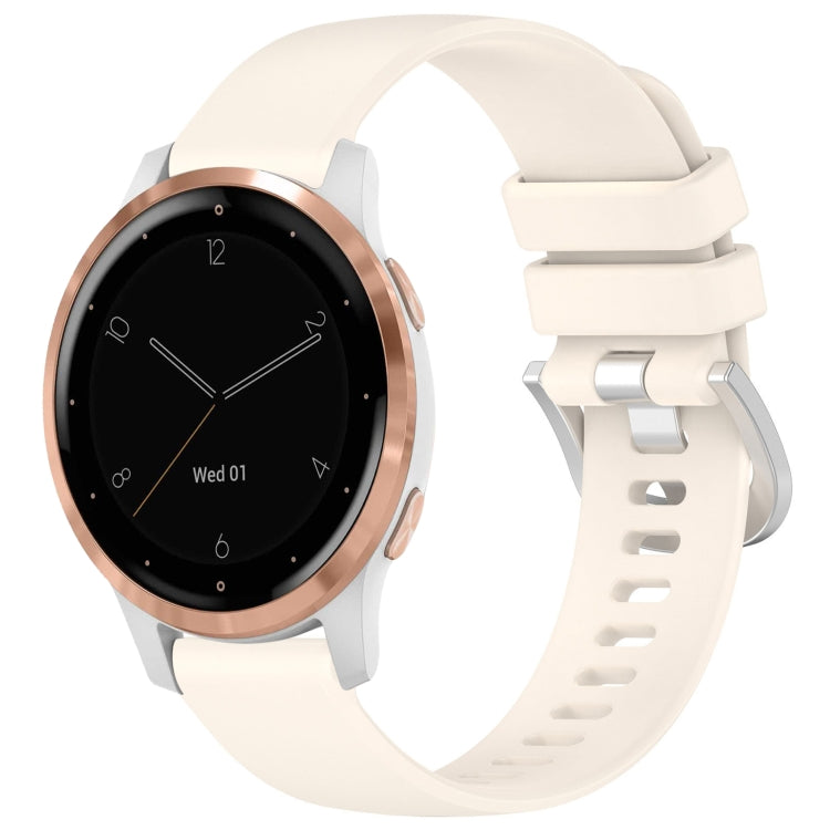 Liquid Glossy Silver Buckle Silicone Watch Band, For Garmin Vivoactive 4S, For Garmin Vivomove 3S