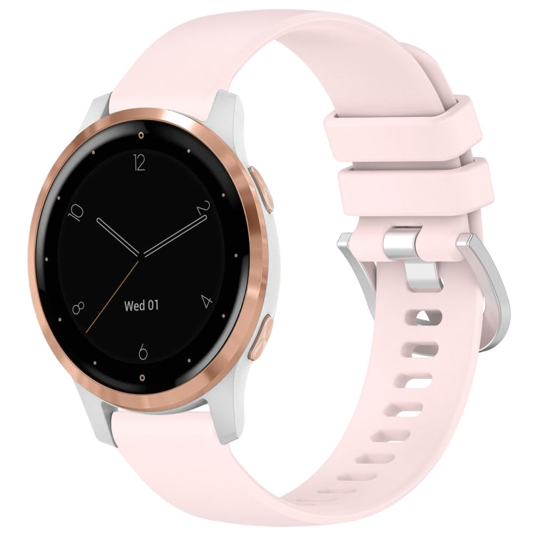 Liquid Glossy Silver Buckle Silicone Watch Band, For Garmin Vivoactive 4S, For Garmin Vivomove 3S