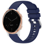 Liquid Glossy Silver Buckle Silicone Watch Band, For Garmin Vivoactive 4S, For Garmin Vivomove 3S