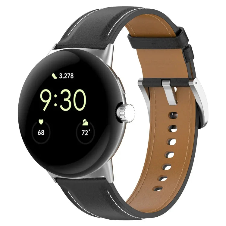 최상층 가죽 엠보싱 재봉 시계줄, Google Pixel Watch 4 / 3 / 2 / 1 41mm용