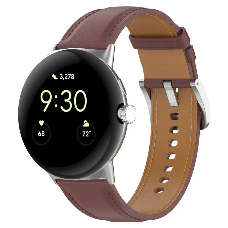 최상층 가죽 엠보싱 재봉 시계줄, Google Pixel Watch 4 / 3 / 2 / 1 41mm용