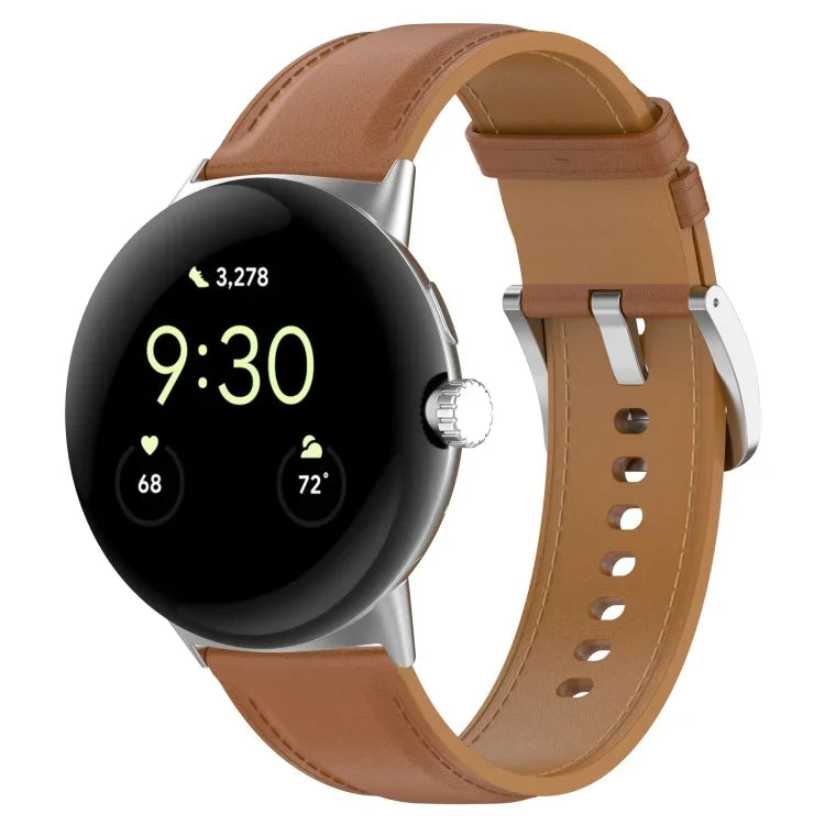 최상층 가죽 엠보싱 재봉 시계줄, Google Pixel Watch 4 / 3 / 2 / 1 41mm용