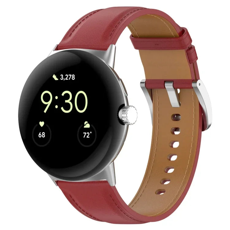 최상층 가죽 엠보싱 재봉 시계줄, Google Pixel Watch 4 / 3 / 2 / 1 41mm용
