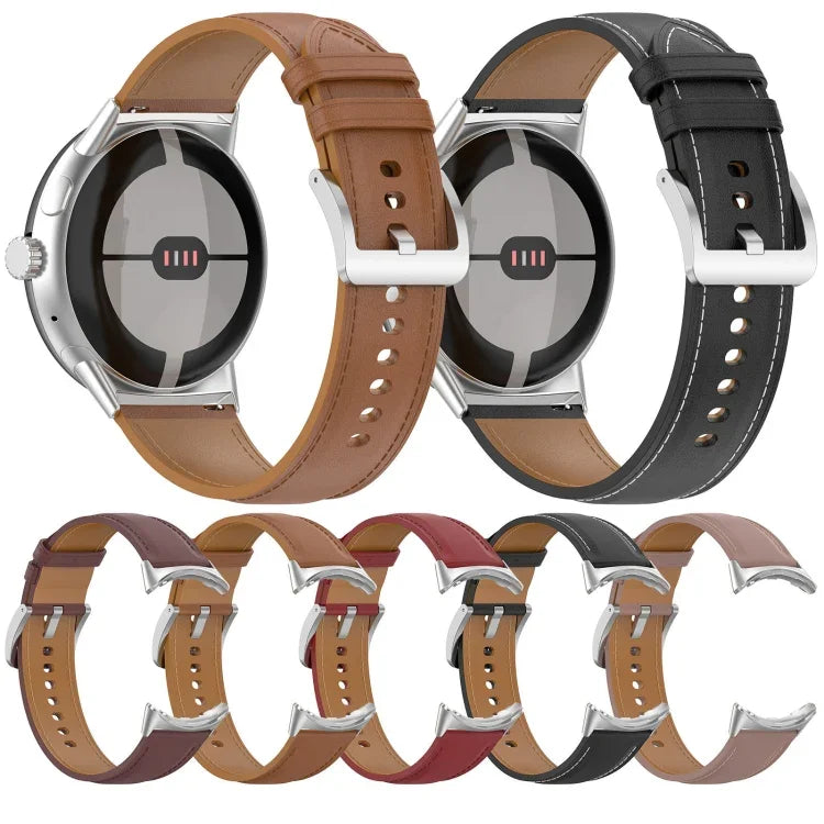 최상층 가죽 엠보싱 재봉 시계줄, Google Pixel Watch 4 / 3 / 2 / 1 41mm용
