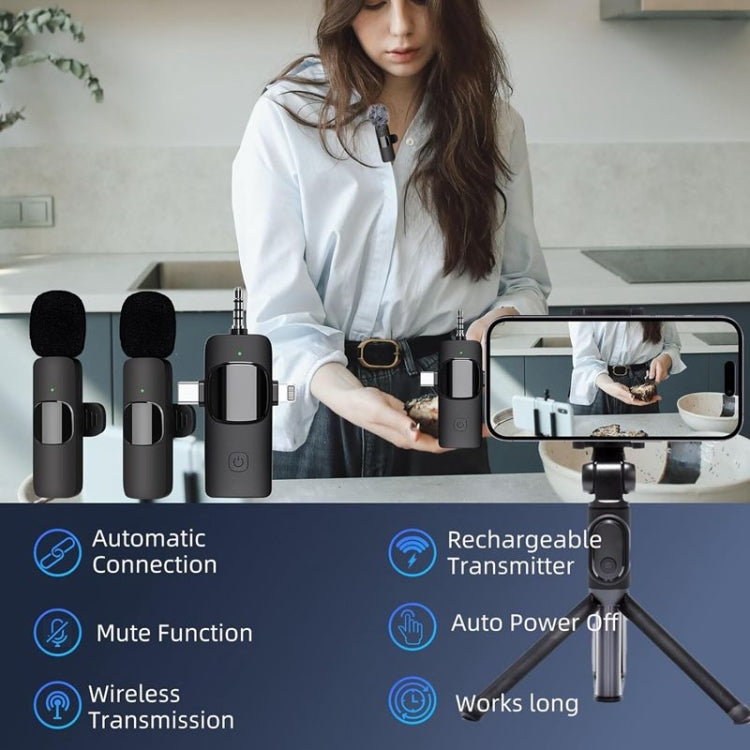 아이폰/안드로이드용 무선 라발리에 마이크, 2-in-1, 3-in-1