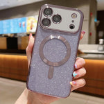 글리터 전기 도금 MagSafe TPU 휴대폰 케이스, 아이폰 17e / 16e용, 아이폰 17 프로 맥스용, 아이폰 17 프로용, 아이폰 17용, 아이폰 에어용, 아이폰 16 프로 맥스용