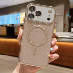 글리터 전기 도금 MagSafe TPU 휴대폰 케이스, 아이폰 17e / 16e용, 아이폰 17 프로 맥스용, 아이폰 17 프로용, 아이폰 17용, 아이폰 에어용, 아이폰 16 프로 맥스용