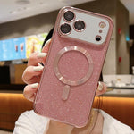 글리터 전기 도금 MagSafe TPU 휴대폰 케이스, 아이폰 17e / 16e용, 아이폰 17 프로 맥스용, 아이폰 17 프로용, 아이폰 17용, 아이폰 에어용, 아이폰 16 프로 맥스용