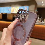글리터 전기 도금 MagSafe TPU 휴대폰 케이스, 아이폰 17e / 16e용, 아이폰 17 프로 맥스용, 아이폰 17 프로용, 아이폰 17용, 아이폰 에어용, 아이폰 16 프로 맥스용