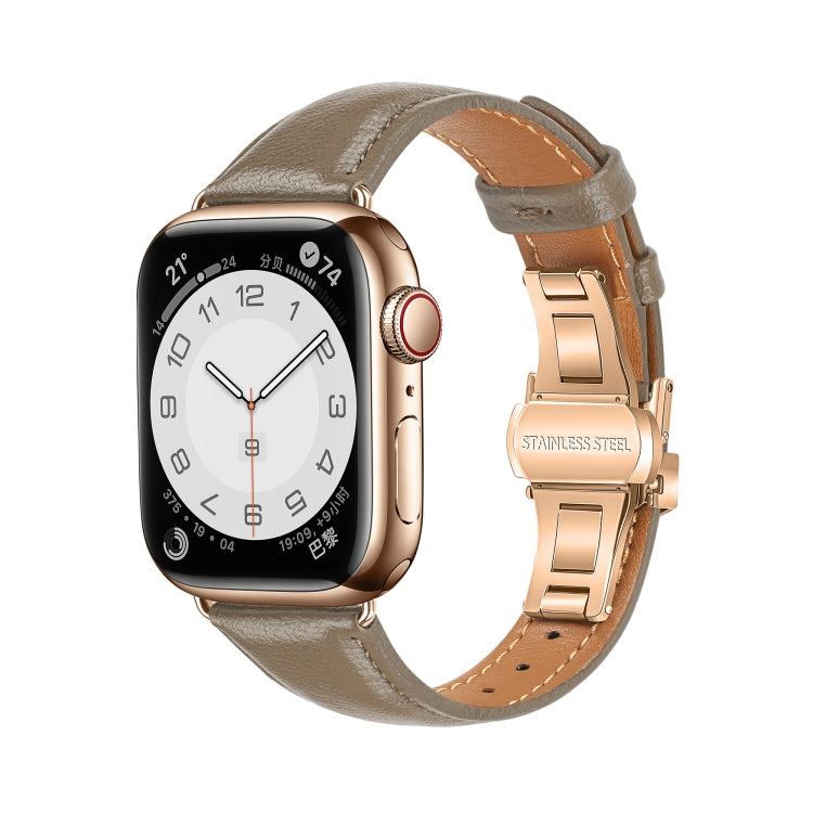 무늬 없는 가죽 나비 버클 시계 밴드, Apple Watch 시리즈 9 41mm용, Apple Watch Ultra 49mm용, Apple Watch 시리즈 8 41mm용, Apple Watch 시리즈 8 45mm용