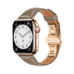 무늬 없는 가죽 나비 버클 시계 밴드, Apple Watch 시리즈 9 41mm용, Apple Watch Ultra 49mm용, Apple Watch 시리즈 8 41mm용, Apple Watch 시리즈 8 45mm용