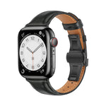 무늬 없는 가죽 나비 버클 시계 밴드, Apple Watch SE 2022 40mm용, Apple Watch SE 2022 44mm용, Apple Watch 시리즈 7 41mm용, Apple Watch 시리즈 7 45mm용