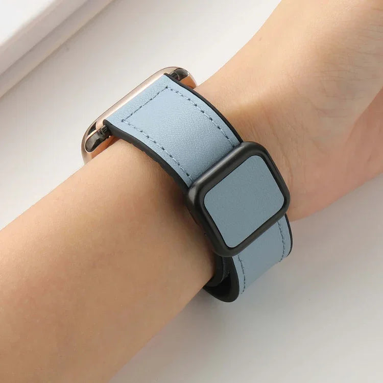 Fold Magnetic Square Buckle PU Silicone Watch Band, For Apple Watch Series 4 44mm, For Apple Watch Series 4 40mm, For Apple Watch Series 3 38mm, For Apple Watch Series 3 42mm