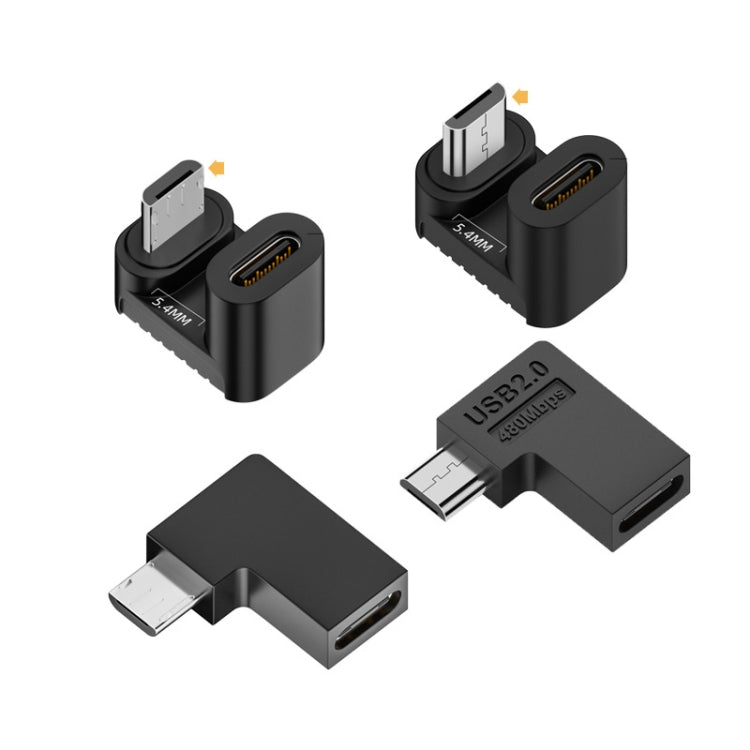 Type-C 여성용에서 마이크로 USB 남성용 어댑터 데이터 충전 전송, Type-C 여성용에서 마이크로 남성용 U자형 뒤, Type-C 여성용에서 마이크로 남성용 U자형 앞, Type-C 여성용에서 마이크로 남성용 오른쪽 굽힘, Type-C 여성용에서 마이크로 남성용 왼쪽 굽힘