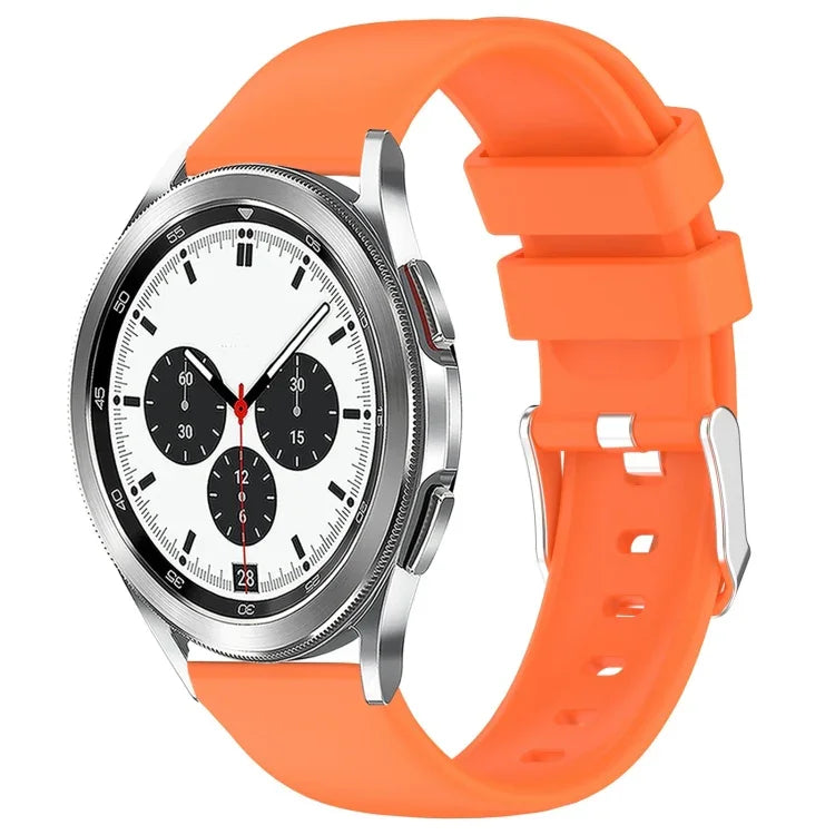 20mm silicone watch band for Samsung Galaxy Watch in vibrant orange color, showcasing style and comfort.