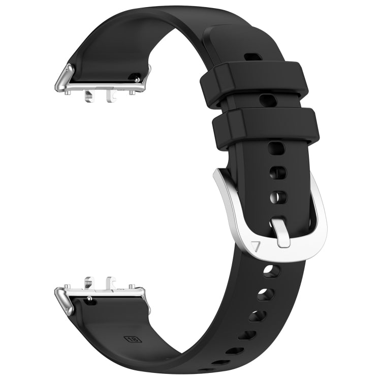 For Samsung Galaxy Fit 3 SM-R390 Metal Connector Liquid Glossy Silicone Watch Band, Black, Orange, Red, Dark Gray, Purple, Starlight, Dark Blue, Green, White, Light Pink