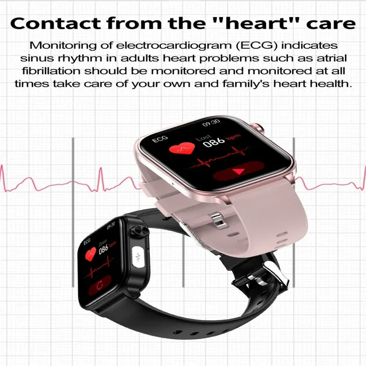 ET570 1.96인치 컬러 화면 스마트워치 실리콘 스트랩, 블루투스 통화 / 심전도(ECG) 지원