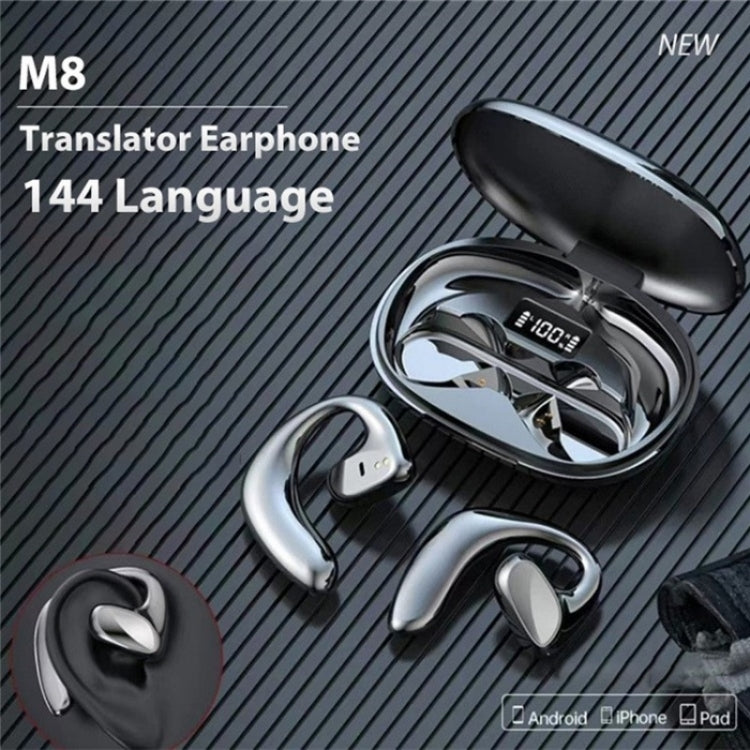 M8 노이즈 감소 스마트 음성 번역기 TWS 블루투스 헤드셋 144개 언어 번역 이어폰, M8
