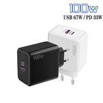 USB 67W / Type-C PD 33W Super fast Charging Full Protocol Mobile Phone Charger, EU Plug, EU Plug