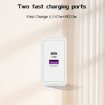 USB 67W / Type-C PD 33W Super fast Charging Full Protocol Mobile Phone Charger, EU Plug, EU Plug