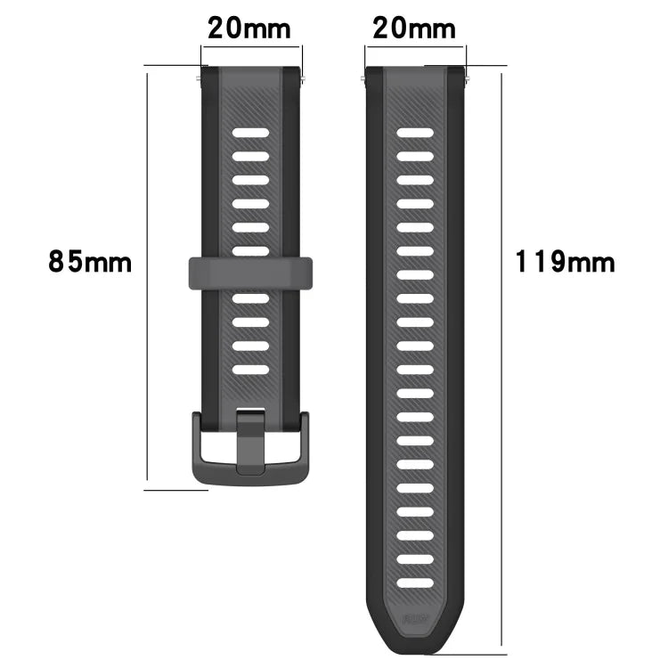20mm 투톤 텍스처 실리콘 시계줄, 삼성 갤럭시 워치 4 클래식 42mm용, 삼성 갤럭시 워치 액티브 2 44mm용, 삼성 갤럭시 워치 액티브 2 40mm용, 삼성 갤럭시 워치 42mm용