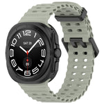For Galaxy Watch Ultra2 2026 / 2025 / 1 2024 Ocean Hole Dual Buckle Silicone Watch Band, Rock Blue, Pink, Starlight, Dark Blue, Sky Blue, Dark Green, Wine Red, Gray Green, Black, Dark Gray, Orange, White