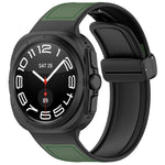 For Galaxy Watch Ultra2 2026 / 2025 / 1 2024 Magnetic Folding Buckle Silicone Leather Watch Band, Black, Gray, Orange, Green, Light Brown, Dark Blue