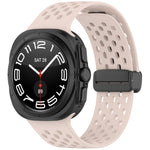 For Galaxy Watch Ultra2 2026 / 2025 / 1 2024 Hole Style Magnetic Folding Buckle Silicone Watch Band, Light Gray, Black, Starlight, Pink, Orange, Dark Blue, Dark Green, White
